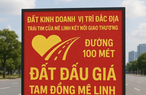 Mặt đường kinh doanh đất đấu giá Tam Đồng X3 , Mê Linh, Hà Nội, 2 vỉa hè , 2 mặt đường